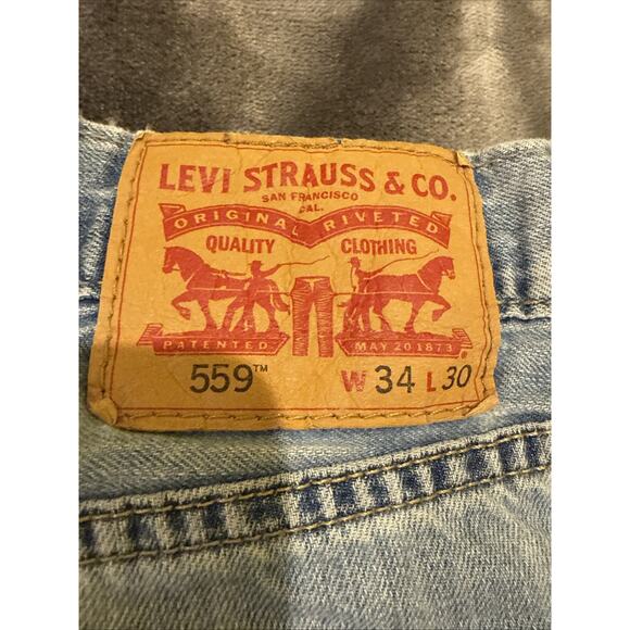 Levis 559 Jeans Mens 34x30 Blue Denim Relaxed Straight Medium Wash Casual Baggy - Picture 9 of 13